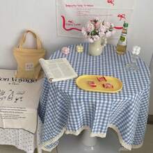 1 件/2 件蓝色格子桌布、书桌盖布、学生宿舍、餐桌照片背景布 - 彩色 - 查看 14