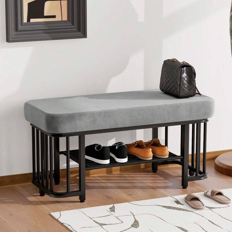 Shoe Cabinets - Grey+Black + Metal - View 1