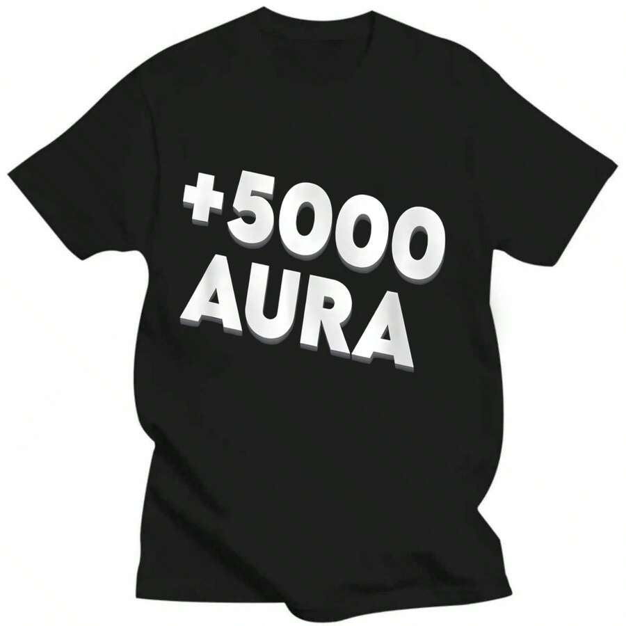 +5000 Aura Slang Phrase T-Shirt - Black - View 1