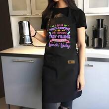 1pc Funny Chef Apron - High Quality & Kitchen Apron With Funny Sayings Like "I'm A Multi-Tasking Tray Filling Lunch Lady" - Black With Pink Text - Heavy-Duty Polyester Apron For Home Cooks, Professional Chefs, Cafeteria Workers - Easy-Clean Work Apron For Men & Women, Food Prep Gear, Bold Lettering, Durable Fabric, Baking Enthusiasts - AZX0001 - Xem 8