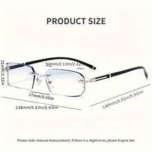 1 Pair Of Men's Smart Zoom Glasses| Vintage Frameless PC Frame Automatic Adjustment +1.5 To -2.0 Degrees Scratch-Resistant And Drop-Resistant Lightweight Design All-Day Comfort Vision Aid Glasses Polycarbonate Lenses - 藍色 - 智慧變焦 - 查看 7
