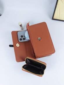 2 Pieces Fashion Solid Color Multi-Functional Shoulder Bag With A Lightweight Coin Purse, Card Holder, Lightweight For Business And Leisure, Simple Solid Color Flap Cross Bag, Suitable For Female College Students And White-Collar Workers, Very Suitable For Office, University, Work, Business, Commuting, Outdoors, Travel And Outing