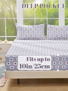 1 Sábana ajustable, Ropa de cama, Sábana ajustable, Protector de colchón, Protector de colchón suave y cómodo para la piel, Sábana ajustable para el Día de San Valentín, Sábana plana con estampado de flores de dibujos animados, Juego de ropa de cama con estampado de flores azules, Decoración del hogar, Sábana ajustable para cama individual, doble, king, queen, Regalos de ropa de cama, Lavable a máquina, Sofá