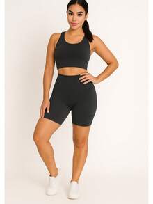 Women's Comfortable Sports Gym Shorts - Xám - Xem 2