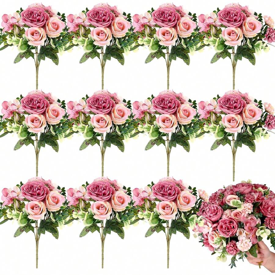 1PC Big Artificial Peony Flowers Silk Hydrangea Bouquet Wedding Decoration DIY Wreath Material, Bride Holding Flower, Wrist Flower, Chest Flower, Head Flower Decoration Accessories, Wedding Car Decoration, Lintel Arch Decoration, Home, Dining Room, Bedroom, Vase Decoration, Birthday Party Decoration Materials, Valentine's Day And New Year Gifts