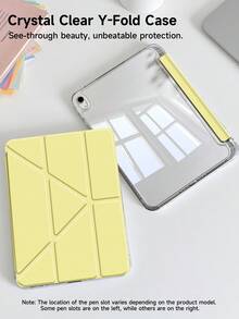 1pc Pure Yellow Dual-Sided Acrylic Transparent Crystal Backboard Shockproof Sleep/Wake Tablet Case Compatible With IPad (A16) 11th Gen 11-Inch 2025 Case, IPad 10th Gen 10.9-Inch 2022 Case, Ultra-Thin Stand Case, Hard Clear Back Cover,Great Holiday Gift,Fashionable And Simple Pattern(Yellow)