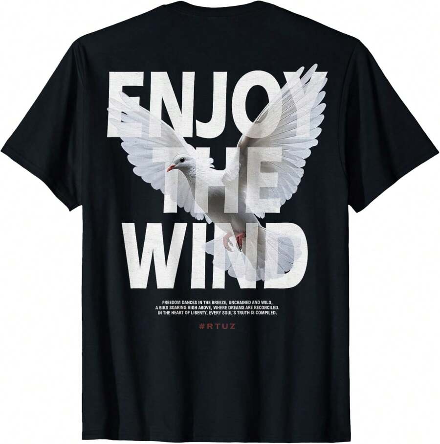 Do Ve Y2K Hip Hop Retro Vintage Back Print Streetwear Pigeon T-Shirt - màu đen - Xem 1