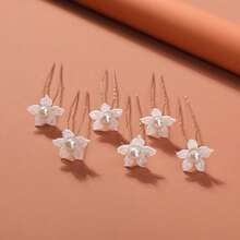 6件套新娘发饰 - 珍珠韩式发夹、发卡、发卡、U型发簪、发梳，适用于婚礼和情人节配饰 - 白色 - 查看 9