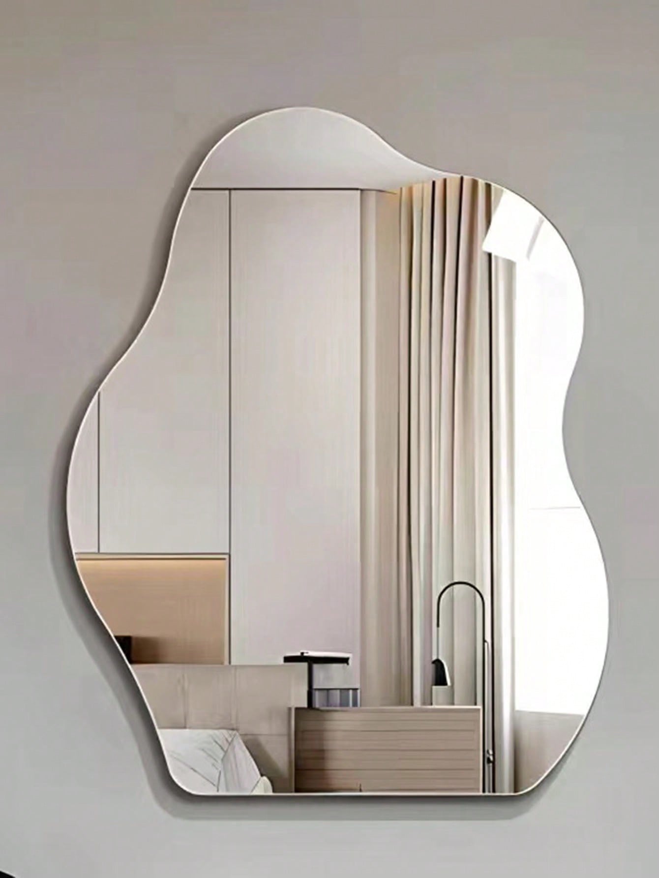 مرآة حائط بشكل سحابة من الأكريليك، مرآة حمام لاصقة...