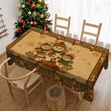 1pc Christmas Reindeer & "Merry Christmas" Printed Tablecloth, Holiday Dining Table Decor, Rectangular Polyester Material, Washable & Reusable, Suitable For Home, Restaurant, Living Room Gatherings, Christmas Theme Parties, Indoor/Outdoor Use - Multicolor - View 17