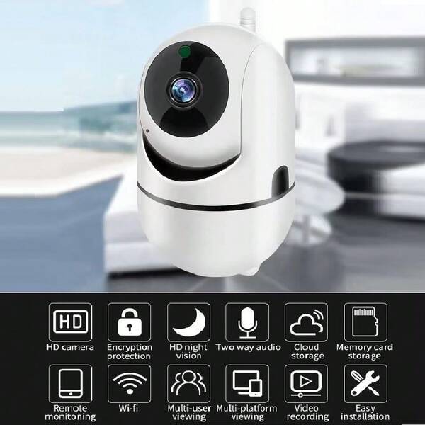 1pc 2K Indoor Security Camera With Mobile App, Suitable For Baby/Elderly/Pet Monitor, 1080P Rotating Home Security Camera, 2.4G WiFi Camera, Two-Way Audio, Human Detection, Motion Tracking, SD & Cloud Storage