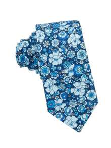 ZLQ&GOU 1pc Cotton Ditsy Floral Necktie, 6.5cm Blue & Green Ditsy Floral Men's Tie, Suitable For Casual Occasions