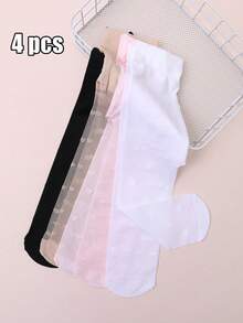 4 pares de mallas/medias de baile ligeras y dulces para niñas bebés/pequeñas para primavera/verano - Multicolor - Ver 10