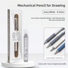 1pc Automatic Mechanical Pencil, 0.3mm/0.5mm/0.7mm/0.9mm Options, Suitable For Drawing, Sketching, Writing, Silver/Black Color, Refillable, High-Quality Drafting Pencil