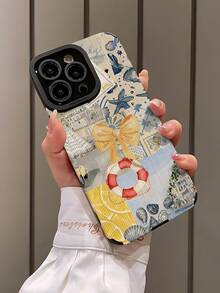 1 件时尚汽车和海滩救生员图形垂直条纹仿皮防刮防指纹防震手机壳兼容苹果和型号 - 彩色 - 查看 4