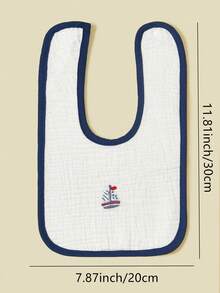 5件装柔软婴儿U型围兜卡通刺绣图案多功能拍嗝巾婴儿喂奶口水垫 - 彩色 - 查看 6