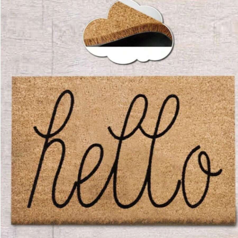 40x60 厘米天然椰棕门垫，采用耐用的 100% PVC 背衬 - 防滑、防尘刷表面 - 18-22 毫米厚耐用垫子，适合室内和室外使用，土耳其制造 - 彩色 - 查看 1