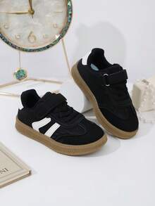 1 Pair Unisex Infant/Toddler PU Hook And Loop Design Classic Sports Sneakers, Suitable For All Seasons