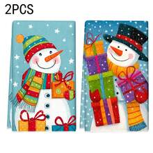 1 set/2 buc/100 buc lavete de bucătărie și lavete imprimate cu oameni de zăpadă, potrivite pentru decorarea interioară în restaurante, bucătării și băi, decorarea petrecerilor, cadouri de festival și pot fi oferite și ca cadouri de Crăciun.
