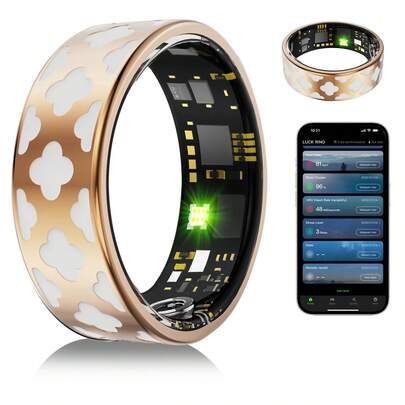 Smart Ring Fitness Tracker For Women Men - Waterproof Health Rings For Sleep Tracker, Heart And Blood Oxygen Monitor, Fitness Ring For Family Care,Step And Burned Calories Counte,Gesture Swipe VideoBuilt-In Motion Gesture Function, Please Wear The RingQuickly Double-Click With Your Finger: Switch Videos,Comfortable To Wear(16mAh Rechargeable Battery)