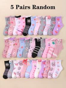 20双儿童/幼儿可爱卡通动物印花袜子 - 蝴蝶、兔子、条纹和花朵图案。独特有趣的图案，柔软透气。百搭休闲中筒袜，适合日常穿着、送礼或旅行。颜色和款式随机发货。