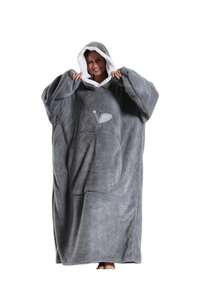 Oversized Hooded Wearable Blanket, Loose Fit Hooded Blanket, Super Soft & Warm, Front Apple Pocket Design, Suitable For Both Men And Women, Large Pocket Design, Great Gift And Comfortable Home Choice