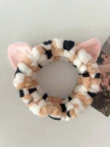 3pcs Cute Polka Dot & Stripe Cat Ear Headband, Waterproof Multi-Function Wristband For Washing Face, Makeup & Skincare Home Bathroom Decor Fall Decor Back To School - 彩色 - 查看 4