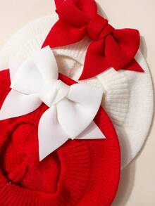 1PC/2PCS Baby Beret Hat,Christmas Hat,Bow Hat,Christmas Dress Up, Boys And Girls Universal,For Newborn Baby 1-3 Years Old,Christmas Gift - Multicolor - View 4