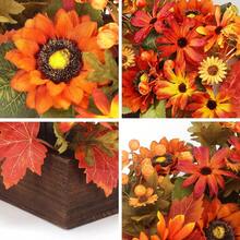 DFall Decor Floral Table Arrangement With Harvest Planter Wooden TrayFall Decorations Artificial Maple Leaf Autumn Table Centerpiece For Farmhouse Thanksgiving Shelf Kitchen Decor Fall10 - 落下 - 查看 3