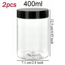 2 piezas Frascos de almacenamiento de plástico de 7 cm de diámetro con tapas, contenedores para pintura/crema/mascarilla, botellas de muestra de boca ancha transparentes de PET con tapas negras
