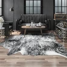 5'2" X 6'3" Faux Cowhide Rug - Cute Cow Print Area Carpet For Living Room & Bedroom | Multi-Color Animal Print Floor Mat For Office & Table Decor - 灰黑色 - 查看 2