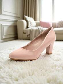 Plus Size Fashionable Comfortable Casual High-End High Heel Women Shoes - Nude - View 3