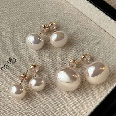 3 pares de elegantes pendientes de perla minimalistas de estilo retro francés, de alta calidad y versátiles para mujeres, adecuados para uso diario, viajes, festivales, compromisos, bailes de graduación y bodas