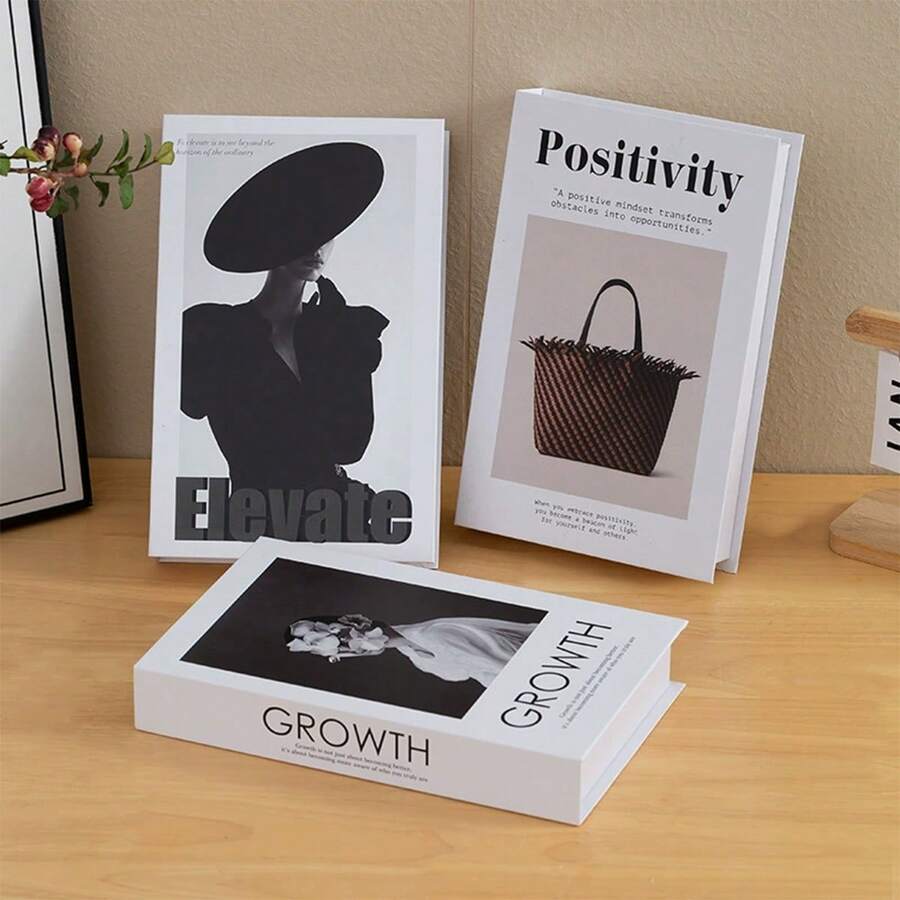 1件装时尚假书装饰，创意现代英文假书，极简杂志摄影道具书模型 - 彩色 - 查看 1