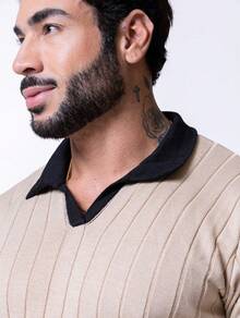 Men's Short Sleeve Polo Collar Shirt With Holes In The Knit Summer Spring Men's High Quality Casual Shirt Immediate Shipping - 米色 - 查看 5