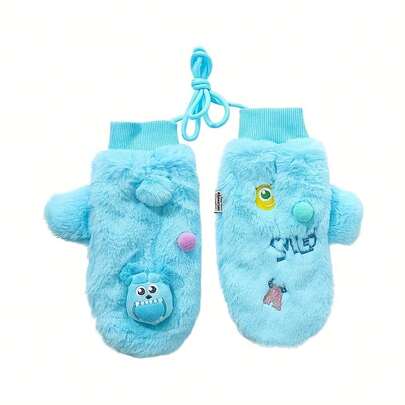 皮克斯系列毛绒嘉年华DIY成人保暖手套加厚手套带颈套全指连指手套保暖内衬防风防冻全指手套