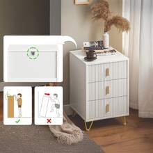 SoBuy 3 抽屉床头柜床头柜边桌茶几沙发桌灯桌白色宽 40 x 深 40 x 高 63 厘米 FBT115-L-W - 白色 - 查看 6