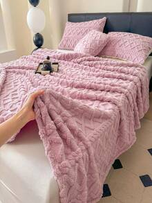 1 pieza Manta estilo bohemio en beige, manta de forro polar de tafetán jacquard, manta suave y ligera, transpirable y cálida de doble uso como cubrecama/chal para sala de estar, dormitorio, dormitorio, decoración de muebles, todo el año, el tamaño pequeño se puede usar como toalla de playa - Púrpura malva - Ver 2