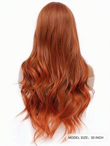 角色扮演长波浪假发焦橙色中分款式易于护理女士日常派对假发 Y2K 合成蓬松时尚酷女孩假发浪漫优雅万圣节圣诞节音乐节服装假发浪漫休闲街头耐热假发 30 英寸 - 亮橙色 - 查看 3