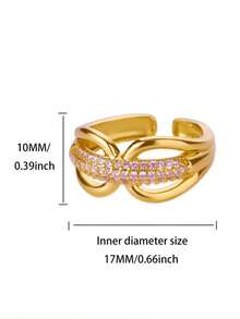 Zirconia Owl Shape Rings For Women Gold Color Geometric Owl Adjustable Finger Rings Wedding Couple Luxury Jewelry Gifts Valentine's Day Gift - Yellow Gold - View 12