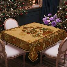 1pc Christmas Reindeer & "Merry Christmas" Printed Tablecloth, Holiday Dining Table Decor, Rectangular Polyester Material, Washable & Reusable, Suitable For Home, Restaurant, Living Room Gatherings, Christmas Theme Parties, Indoor/Outdoor Use - Multicolor - View 19