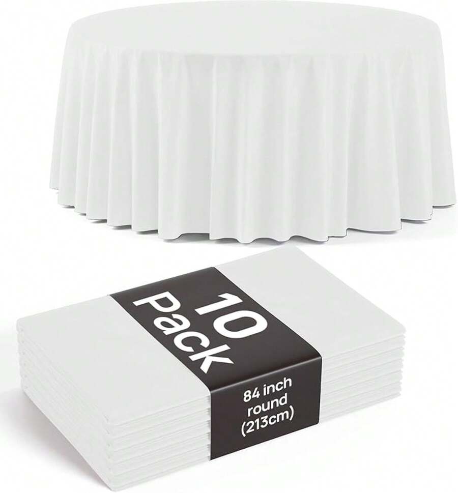 10pcs Manteles Desechables para Mesa Redondos,84 Pulgadas,Mantel para Mesa de Banquetes, Eventos y hogar,Tablón,Mantel de PEVA, Impermeable, Resistente al Desgaste (Negro, 213cm Redondo) - Halloween 2 - Ver 1
