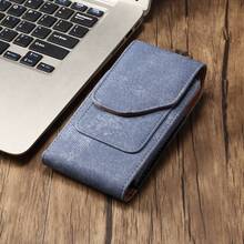 VIETAO VINTAGE 6.5inch 6.7-6.9inch 7.2inch Multisize Denim Print Hanging Belt Waist Faux Leather Mobile Bag Cell Phone Bag With Card Holder Slot