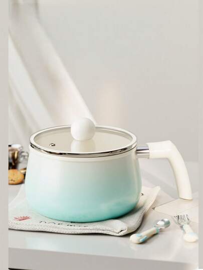 Ceramic Non-Stick Pan And Milk Pot - Space-Saving Design, Suitable For Singles And Couples, Single Pan And Cookware Set Sold Separately, Compatible With Induction Cookers And Gas Stoves. Ceramic Coating Fluorine-Free Technology, Hanging Design, Suitable For All Stoves, Easy To Clean; Auxiliary Food Pot, Household Instant Noodle Pot, Hot Milk Can Be Used To Cook Noodles Small Soup Pot,