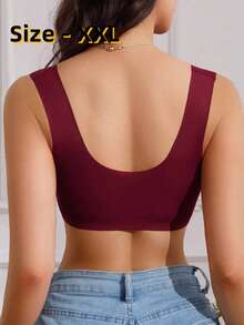 4-Piece Ladies' Elegant Lace-Trim Sports Bra Set - Full Coverage Seamless Push-Up Yoga Top With Front-Fastening V-Neck, Wide Straps And Breathable Nylon Underwear (Black/Magenta/Beige/Light Blue) | Wire-Free, Slightly Stretchable, Machine Washable, Suitable For Fitness, Yoga And Everyday Wear - 黑色 - 查看 2