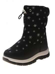 Kinder Winter Neue Stiefel, Jungen & Mädchen Dicke Warme Schneestiefel, Schneeflocken Dekor, Wasserdicht Rutschfest Weiche Sohle Outdoor Winter Stiefel