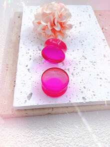 一对透明蓝玻璃实心耳塞，无螺纹扩耳器，耳塞，隧道式穿孔饰品，适合男女日常佩戴，6-30 毫米 - 粉色 - 查看 14