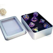 7pcs/Set Acrylic Polyhedral Dice, Suitable For Outdoor Gatherings, Board Games, Festivals, With Iron Box Packaging