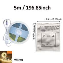 1 套 USB 供电 COB LED 灯带，带触摸控制 5V 电视背景灯 3000K/6000K 氛围灯，适用于卧室装饰 - 暖白色 - 查看 4