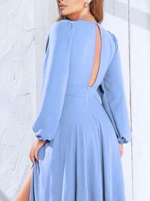 Long V-Neck Dress Lavana Helena NM Nana Marie Simple Elegant Party Fabric Fits Well At The Waist Party Party Wedding Graduation Party Formal & Evening Wedding Guest Prom Graduation Season - 寧靜藍 - 查看 4